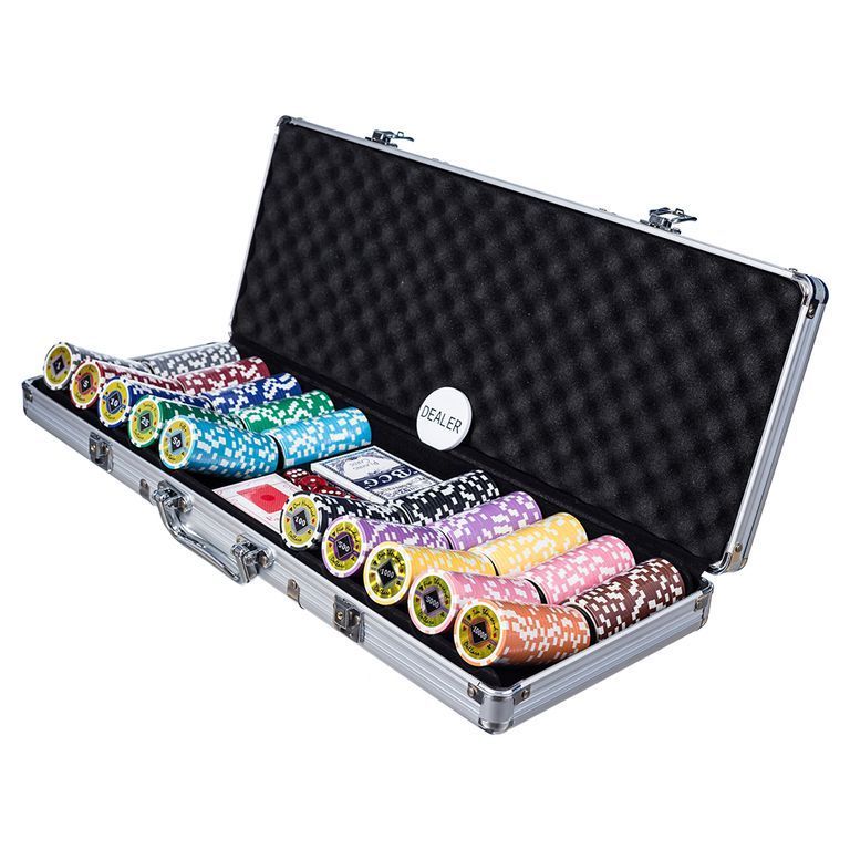 Poker Case 500 Chips 11.5gms Black Diamond Silver