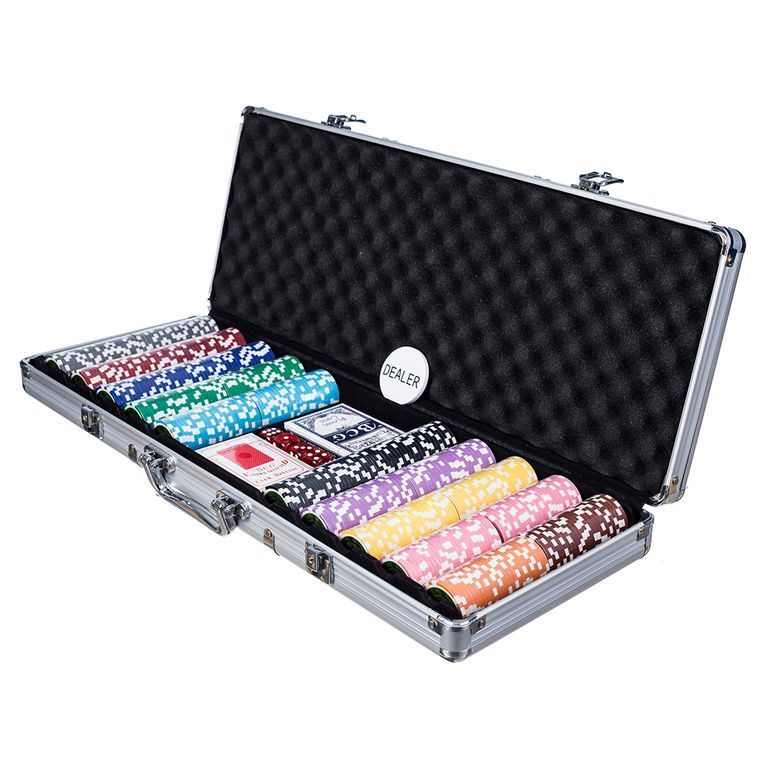 Poker Case 500 Chips 11.5gms Black Diamond Silver