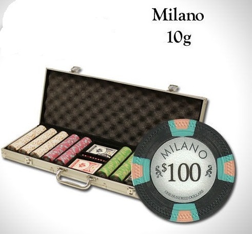 NEW 500 PC Milano Pure Clay 10 Gram Poker Chips Set Aluminum Case - Pick Chips