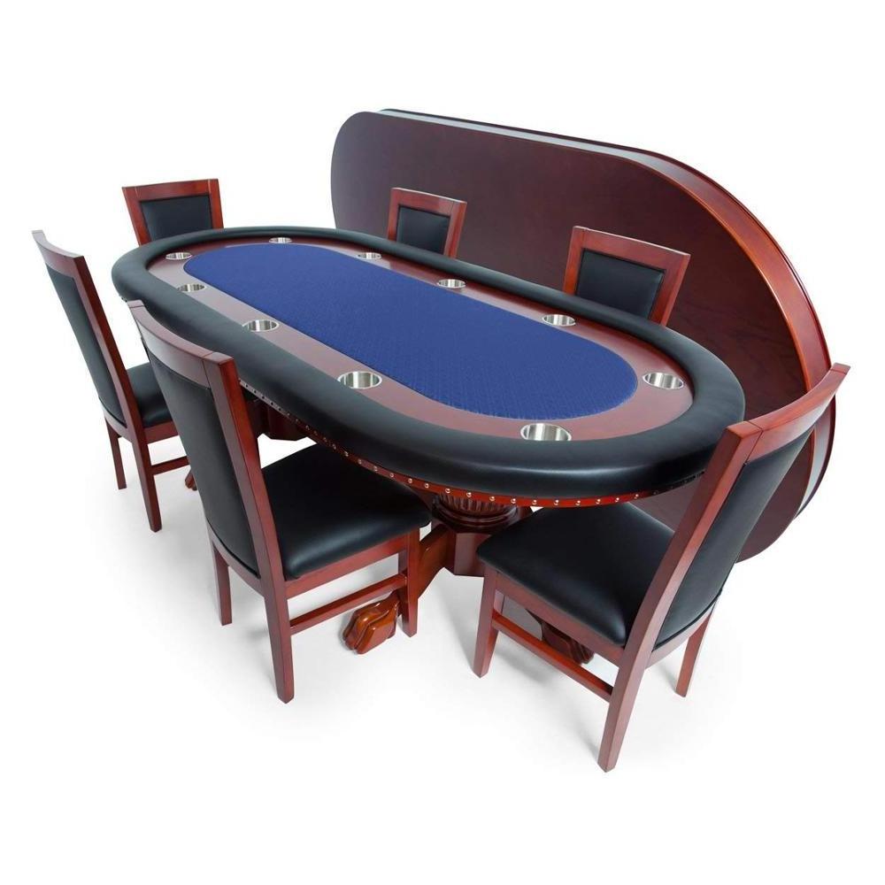 Poker Table for 10 Players with Speed Cloth Playing Surface 93x45-Inch Oval, Includes Matching Dining Top with 6 Dining Chairs