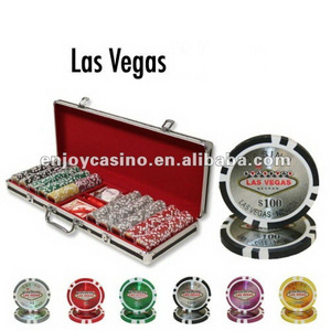 Casino Las Vegas Poker Chip Set with Black Aluminum Case - 500 Piece