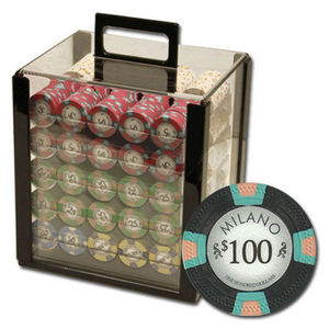 New 1000 Milano 10g Casino Clay Poker Chips Set with Acrylic Case