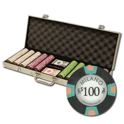 New 500 Milano 10g Clay Poker Chips Set with Aluminum Case