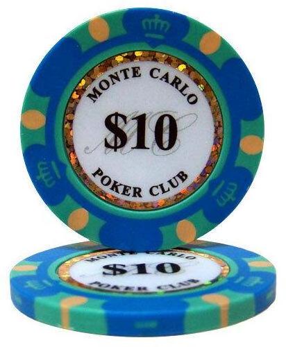 Blue $10 Monte Carlo Casino Clay Poker Chips