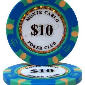 Blue $10 Monte Carlo Casino Clay Poker Chips