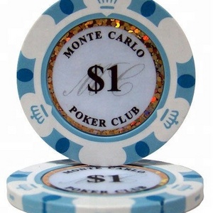 White $1 Monte Carlo 14g Casino Clay Poker Chips