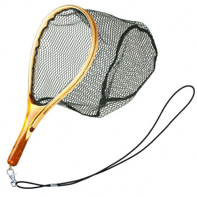 2024 New Golden Camphor Wood Handle Carp Fly Fishing Landing Net