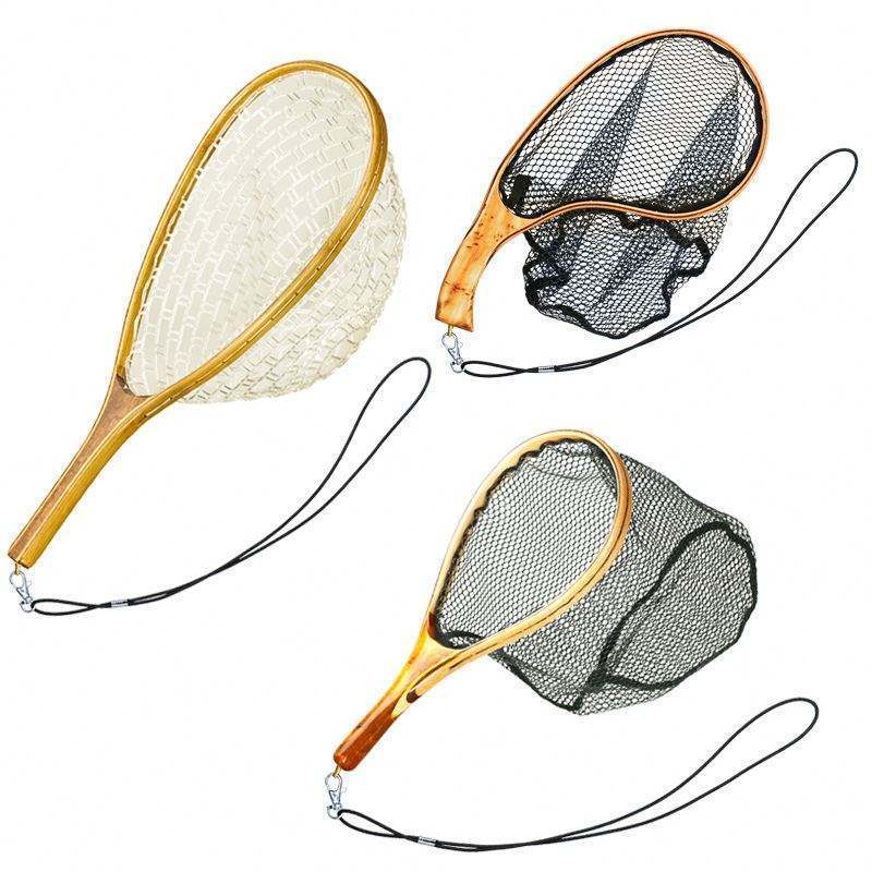 2024 New Golden Camphor Wood Handle Carp Fly Fishing Landing Net