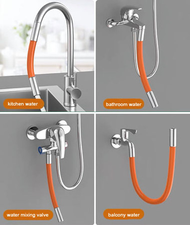 Universal Foaming Extension Tube 360 Rotatable Free Bending Faucet Lengthening Extender Wash Splash Head Filter