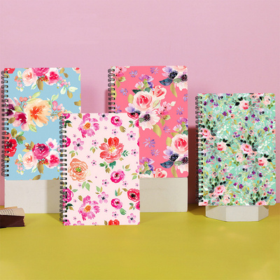 New Fresh Floral Loose-leaf Hard-surface Coil Notebook Hand Book Horizontal Line Inner Page A5