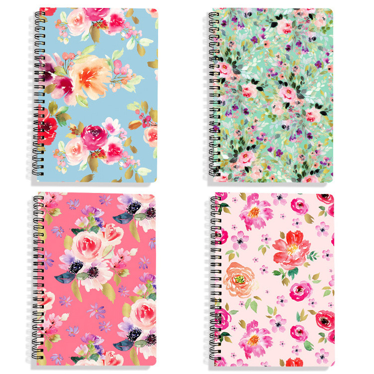 New Fresh Floral Loose-leaf Hard-surface Coil Notebook Hand Book Horizontal Line Inner Page A5