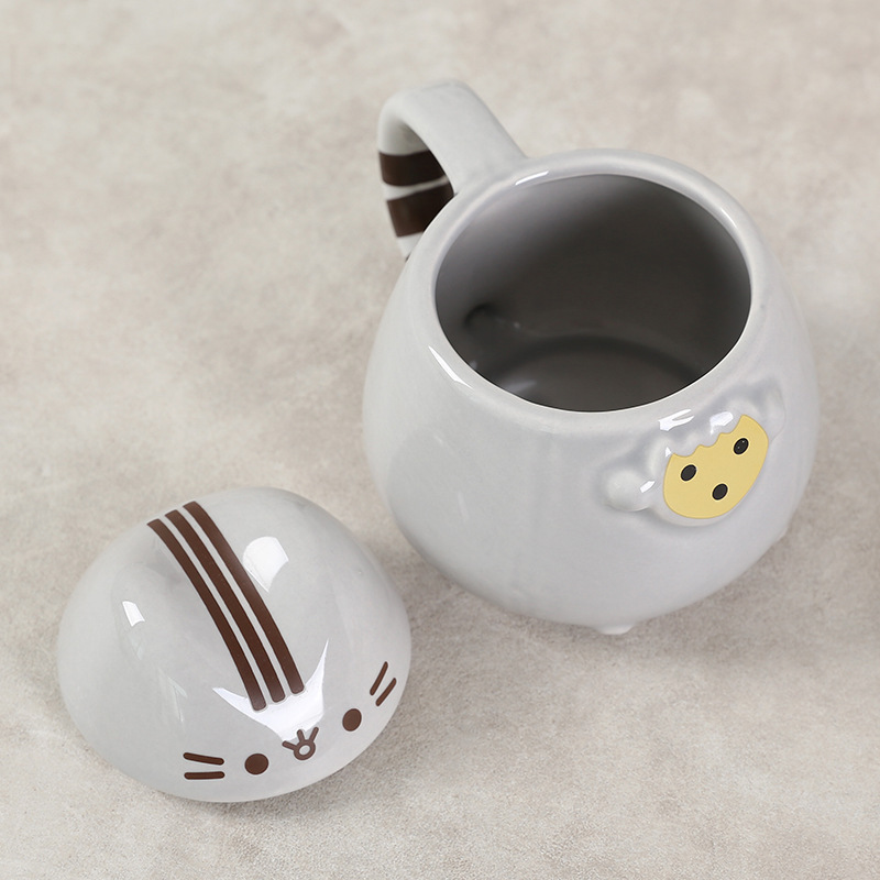 Wholesale Custom Ceramic Coffee And Cookie Cup,Handmade Porcelain Cute 3d Cat Animal Mug