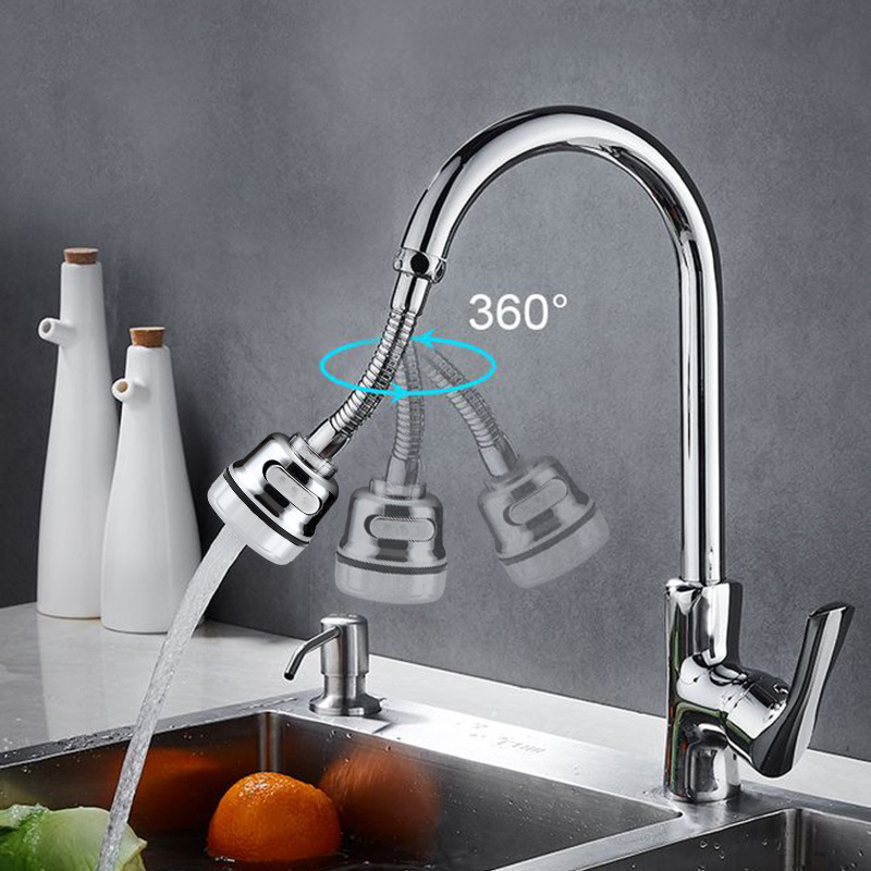 360 Degree Rotatable Kitchen Faucet Head Extender Sink Faucet Filter Sprayer Adapter Stainless Steel Tap Faucet Head Attachment