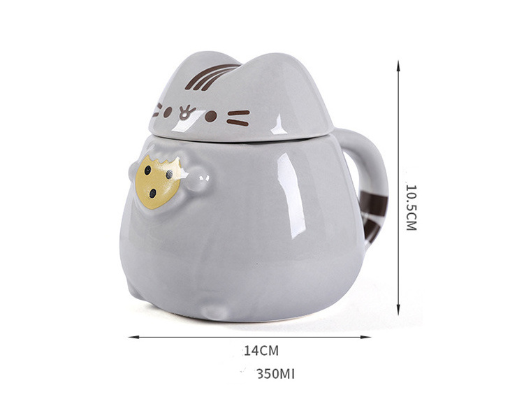 Wholesale Custom Ceramic Coffee And Cookie Cup,Handmade Porcelain Cute 3d Cat Animal Mug