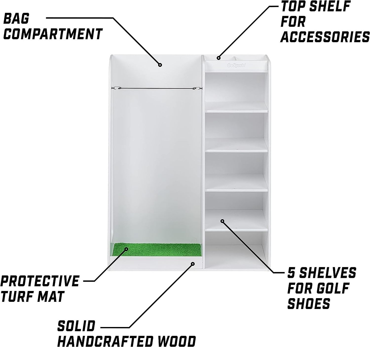 golf ball display rack Premium Wooden Golf Bag Organizer and Storage Rack golf display