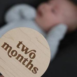 Newborn Baby Shower Gifts 3D Printed Monthly Wooden Milestone Disc Photo Props Wood Milestone Clips Card