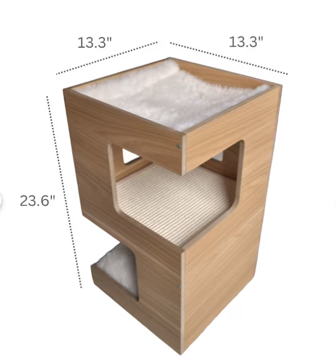 Customized Wood Condo Furniture Tower Cat Tree  Modern Wooden Cat Condo Tower with Hammock For Small and Large Indoor Cats