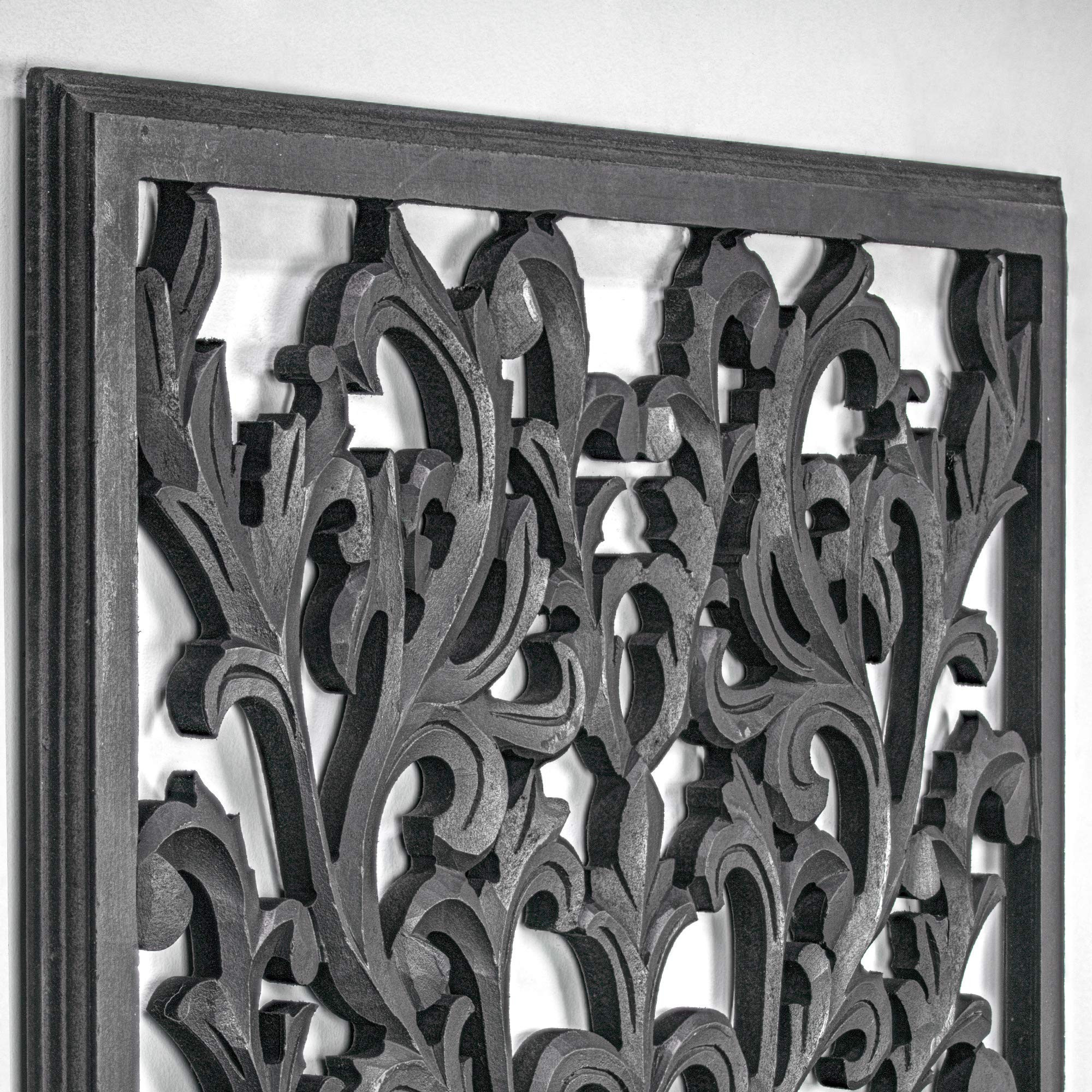 Wood Carved Applique Onlay Furniture Corner Frame Decoration Square Carving Decal Unpainted Flower Wood Curving Wall Decor