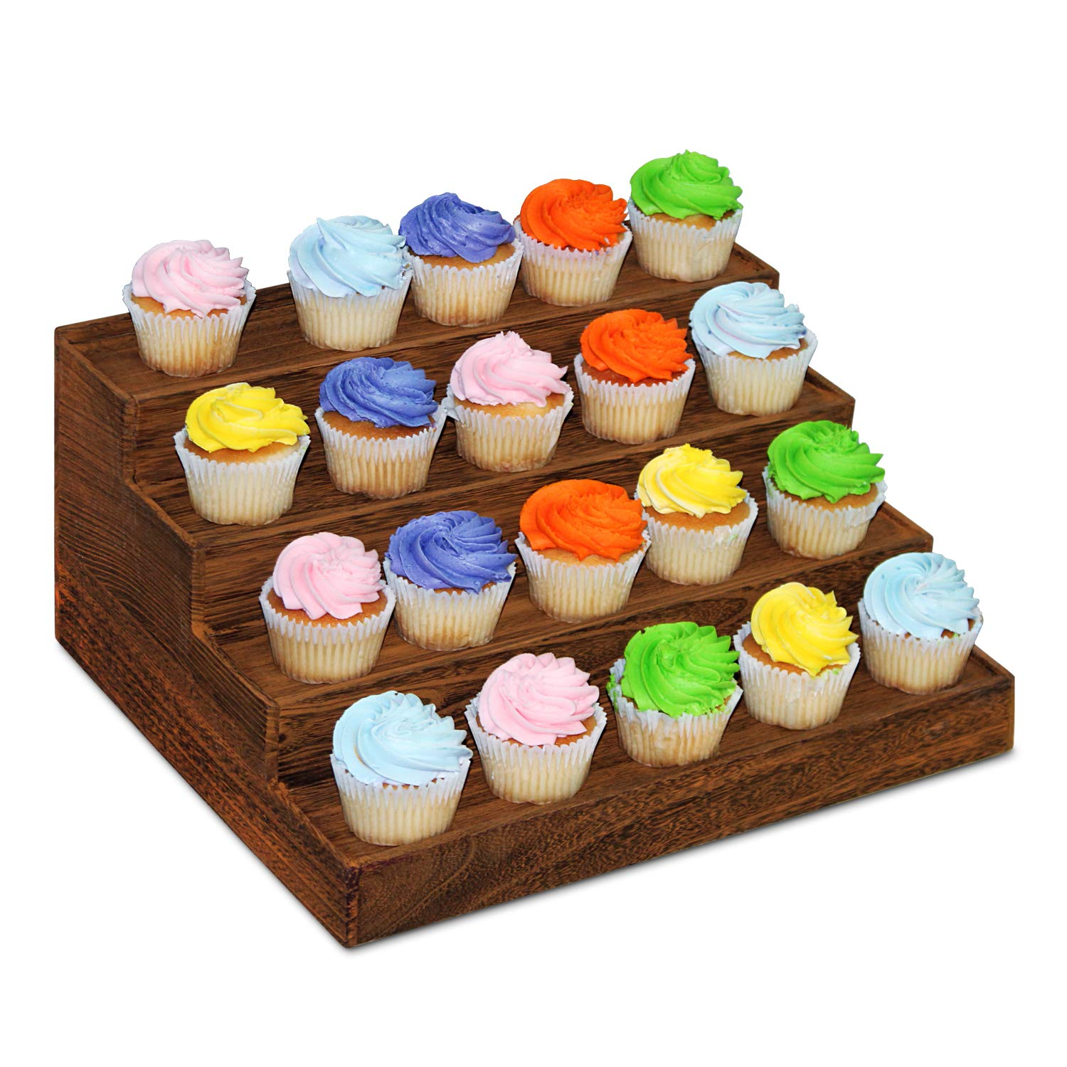 Wooden Organizer 4 Tiered Solid Wood Cupcake Stand Display Shelf Perfume Organizer Spices Organizer with Hidden Compartment