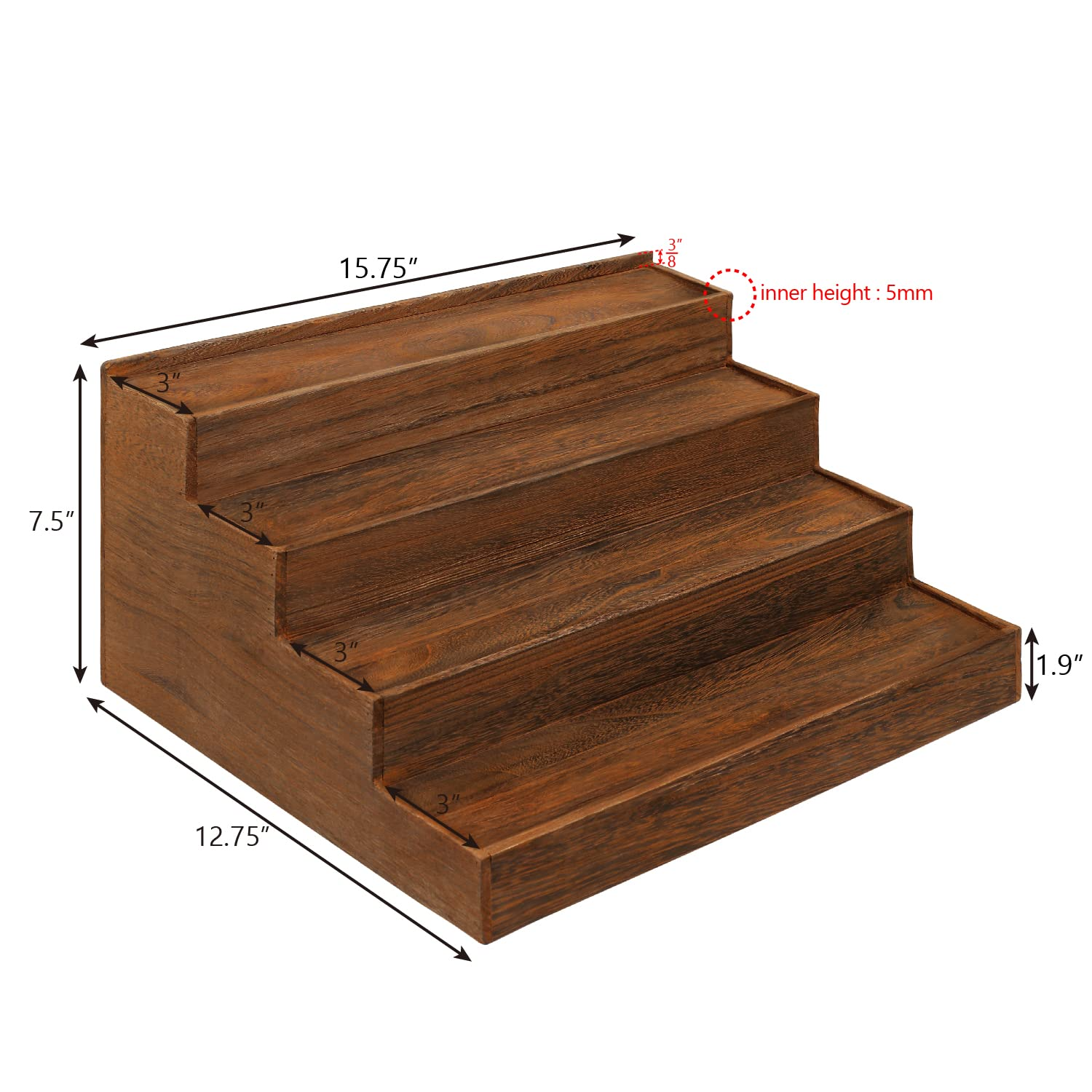 Wooden Organizer 4 Tiered Solid Wood Cupcake Stand Display Shelf Perfume Organizer Spices Organizer with Hidden Compartment