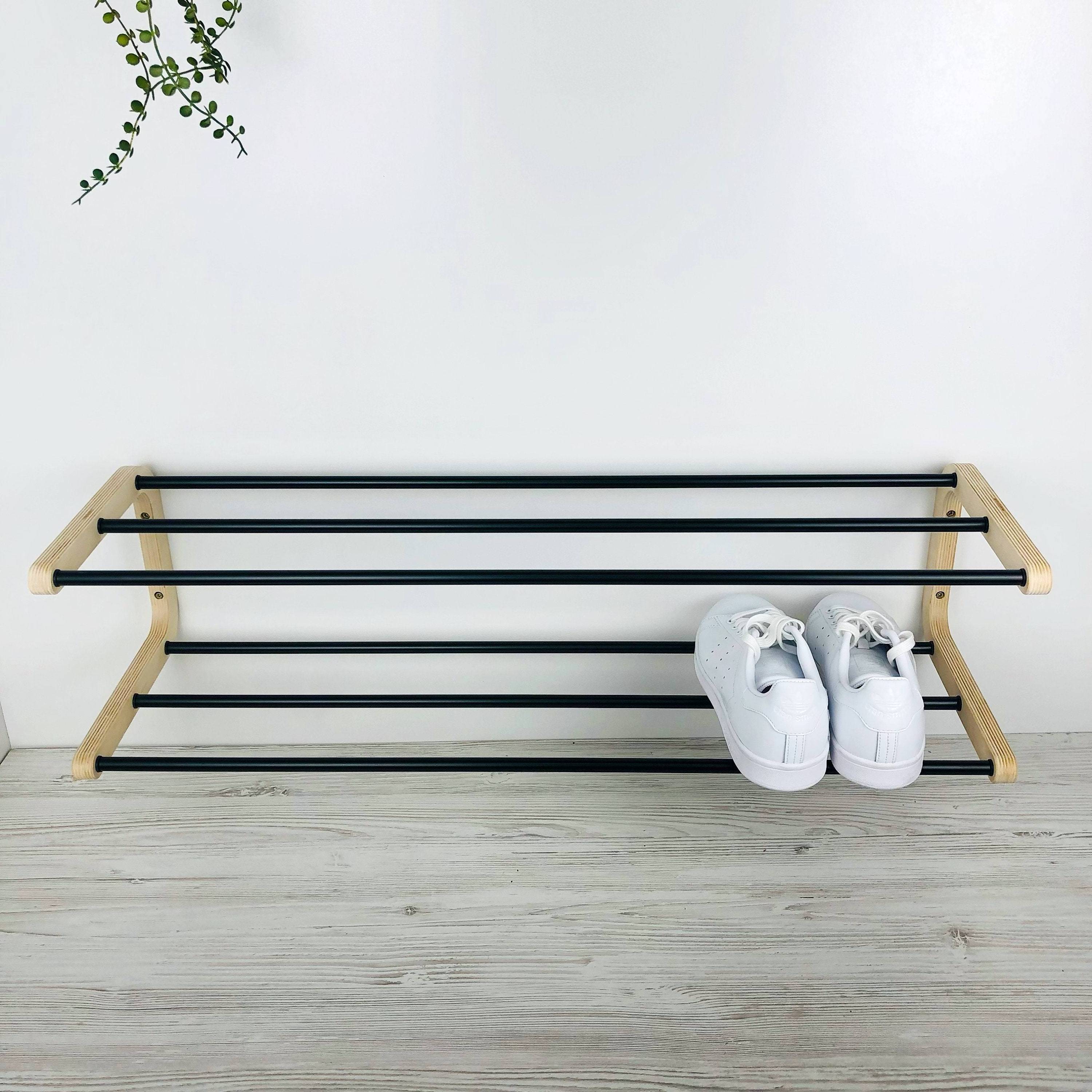 Minimalist Tier Space Saving Boot Shoe Rack Shelf Storage Organizer for Hanging Wall and Entryway