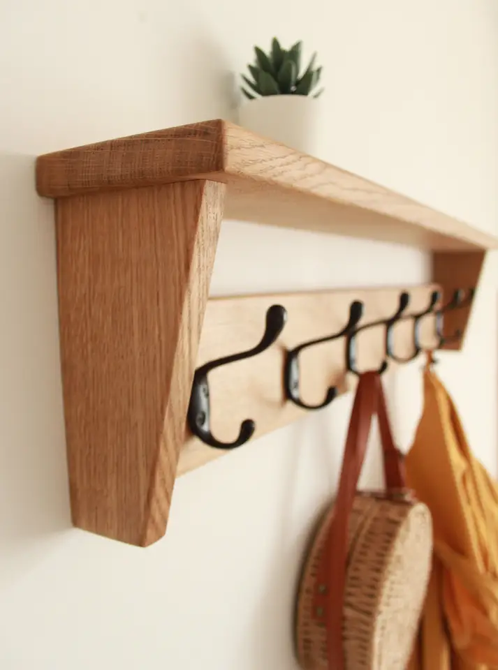 Entryway Organizer Rustic Wood Wall Mounted Coat Hanger Coat Rack With Shelf And Hooks Hanging Hat Towel Coat