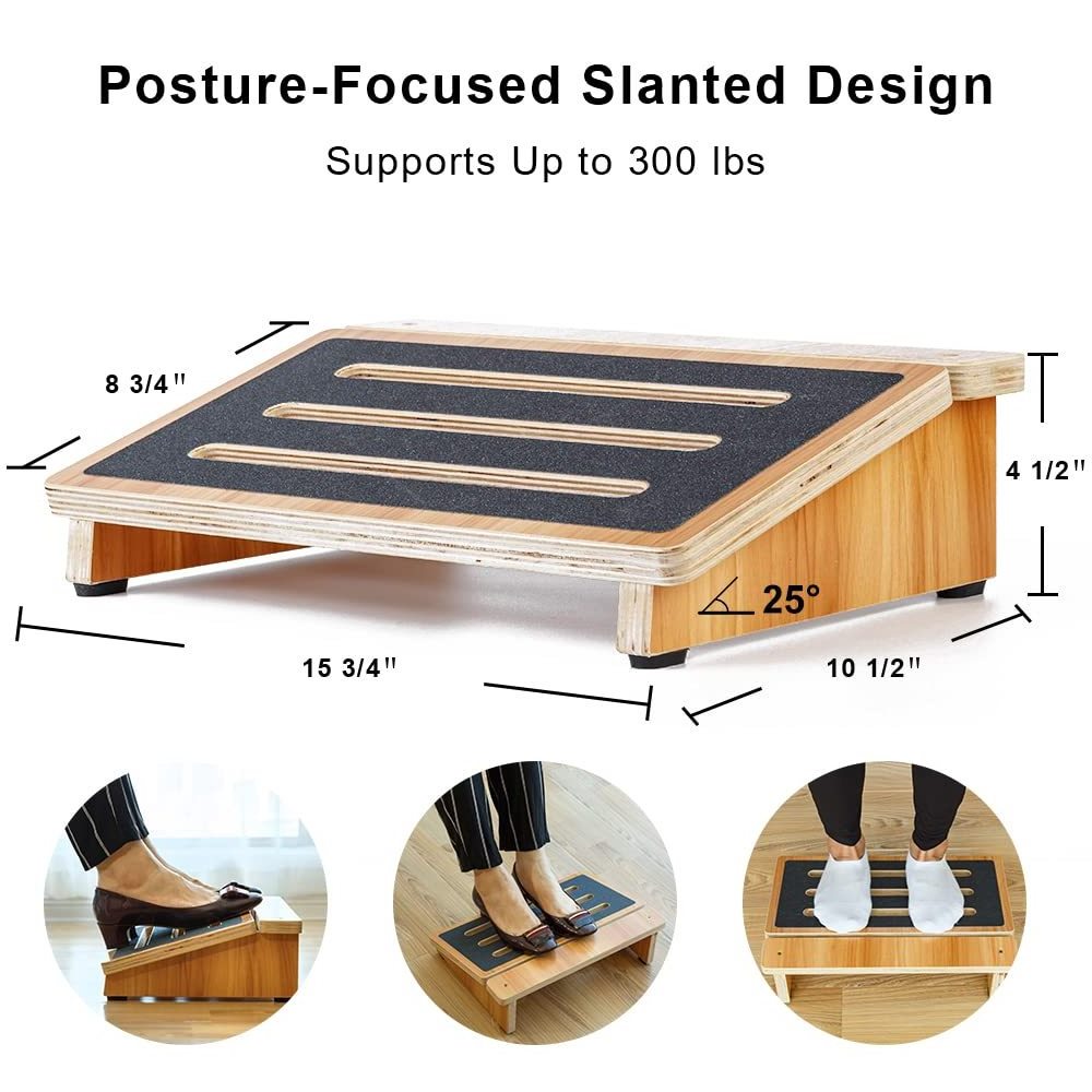 Wood Entryway Organizer Rack Coat Rack Shelf Adjustable Under Desk Footrest Ergonomic Foot Rest for Under Desk