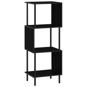 Wood Open Corner Plant Stand S Shaped 4 Shelf Bookcase Small Storage Bookshelf for Living Room