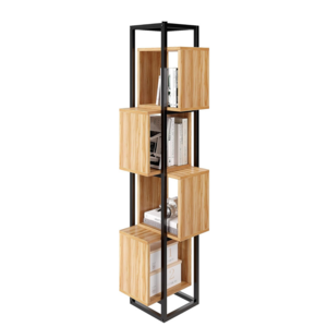 Modern Bookcase Storage Organizer 4 Cube Storage Organizer Freestanding Open Corner Shelf Stand Small Wood Corner Bookshelf