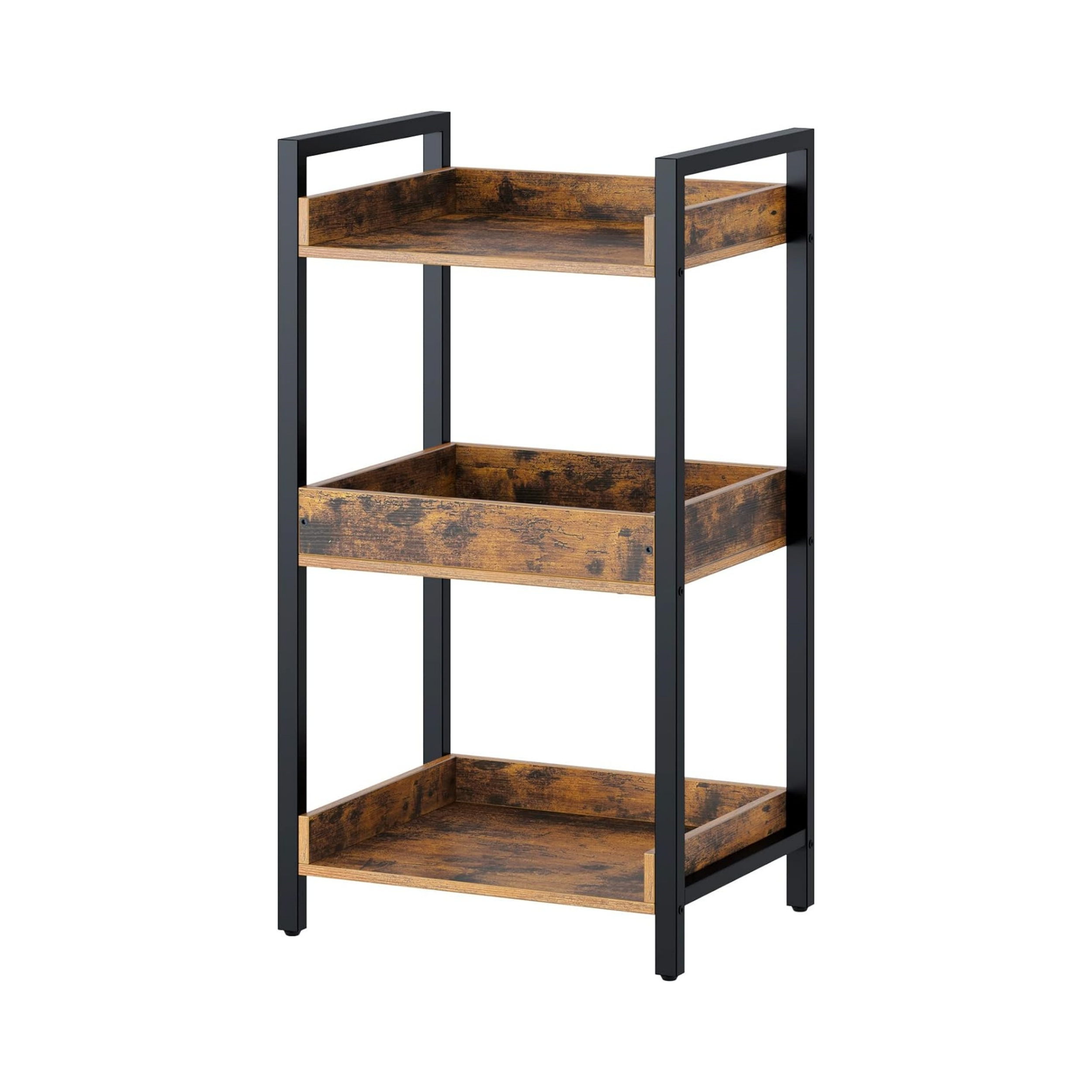 Factory Wholesale 3-Tier Rustic Free-Standing Shelf Wooden Side Corner Bookshelf  Narrow Display Storage Rack