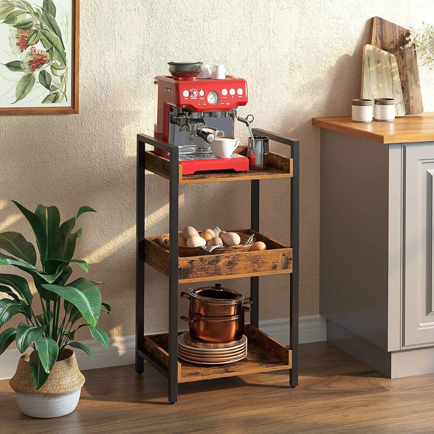 Factory Wholesale 3-Tier Rustic Free-Standing Shelf Wooden Side Corner Bookshelf  Narrow Display Storage Rack