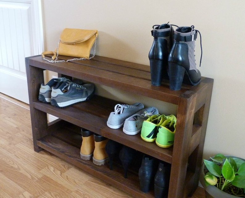 Factory price 36 inch Rustic Shoe Rack holder 3 levels Unique Shoe Cabinet Storage Organizer Entryway furniture wood Shoe Rack