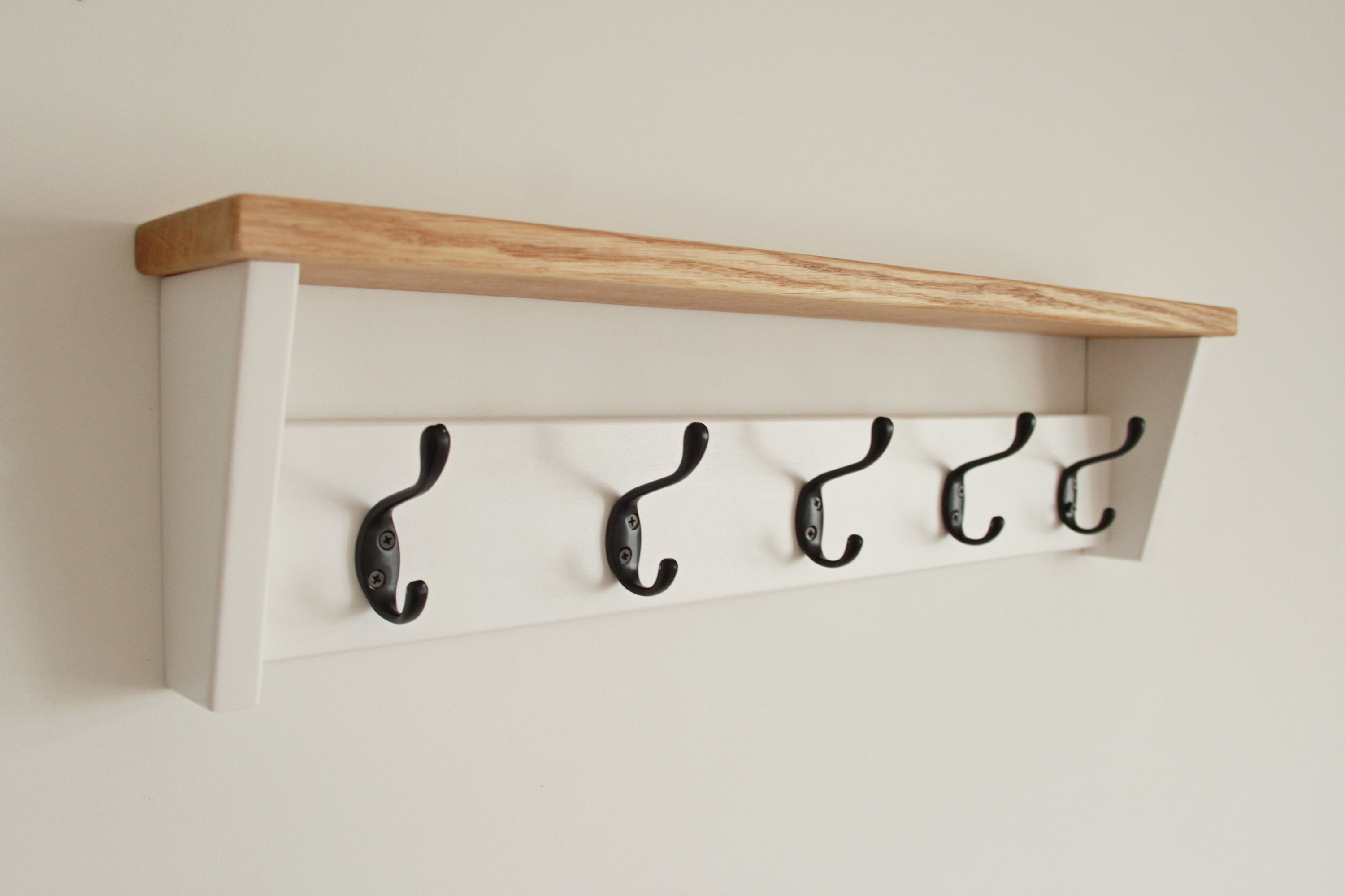 Walnut color Wall Mounted Coat Rack Shelf  Wooden Country Style Entryway Shelf Hooks Solid Wood coat rack