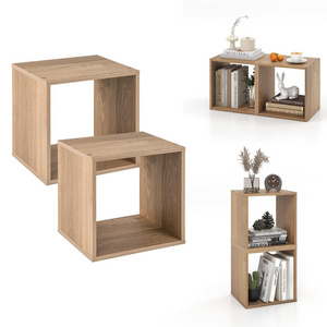 Wholesale Freestanding Shelving Unit 2 Cube Bookshelf Organizer Stackable Cube Storage Organizer Small Wooden Open Book Shelf