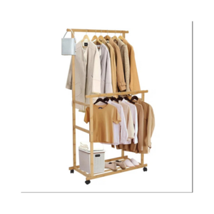 Wooden Clothes Stand Shelves Wood Bedroom Garment Storage Rack Closet Shelves Hat Hanger Cloth Hanging Rack with Shelf