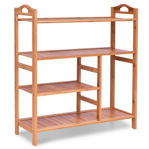 Wooden Display Shelf Bamboo Shoe Rack Shoe Organizer Holder Tiered Storage Rack 4-Tier Bamboo Shoe Rack with Boots Storage