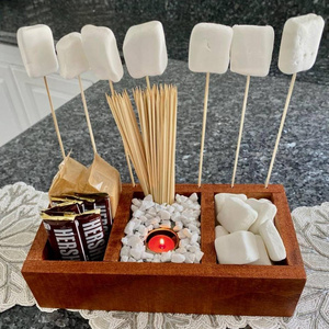 Factory Smores Station For Parties Holiday Gatherings or Special Occasion Wooden Box S'mores Bar Holder