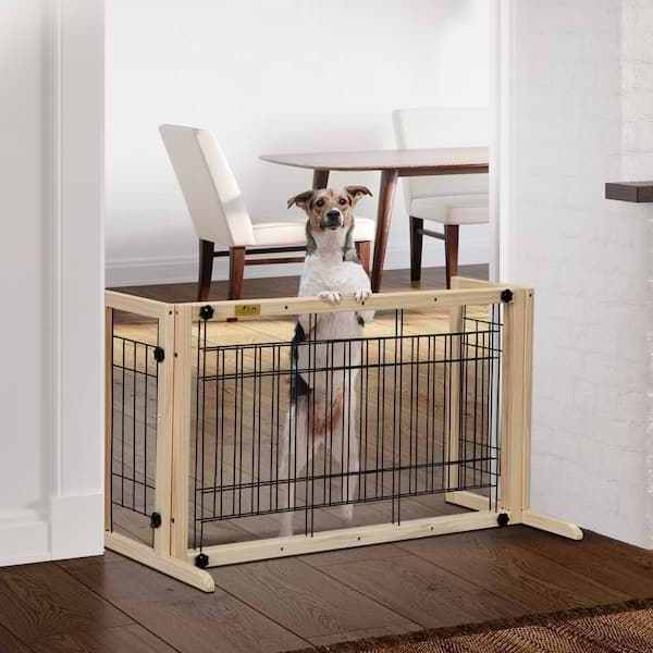 Wood & Metal Foldable Dog Indoor Gate Pet Gate Pets Barrier Fits 38 in.-71 in. W large dog fences