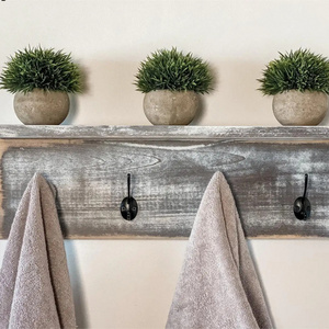 Metal wall mount coat rack  Rustic Towel with Shelf Handmade Rustic  Entryway Organization Towel Hook