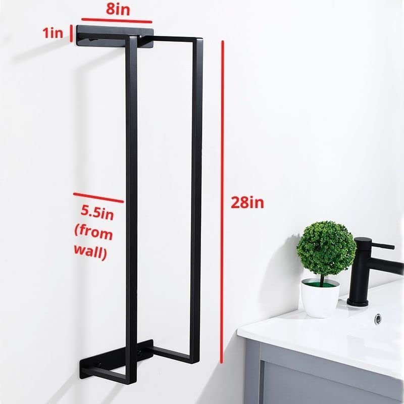 High quality stainless steel matt black towel rack self adhesive bathroom rack black towel holder Bath Towels Storage