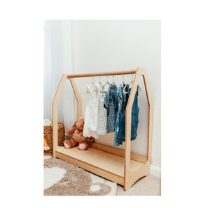 Custom Montessori Clothing Rack with Shelf  furniture storage Montessori wardrobe Kindergarderobe Dress up rack Kids closet