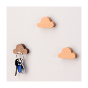 Hot Sale Cloud Shape Wooden Magnetic key hook wall hanging free punch porch storage