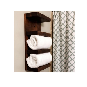 Rustic Natural Solid Wood Vertical Small Space Organizer Storage Tower Decor Display Four Tier Bathroom Shelf Towel Rack