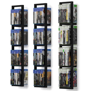 Black Floating Shelves for Wall, 34 Inch Video Games CD DVD Storage Shelves, Cube Storage Organizer Shelf Set of 3