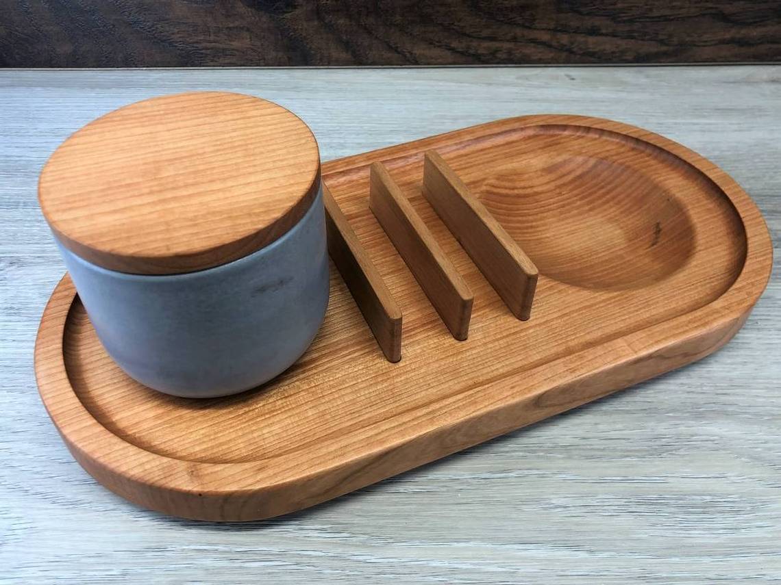 Farmhouse Kitchen Decor Rustic S'mores Station Box Caddy Tray, Wood 3 Compartments Desk Organizer Tray Smores Caddy Tray Station