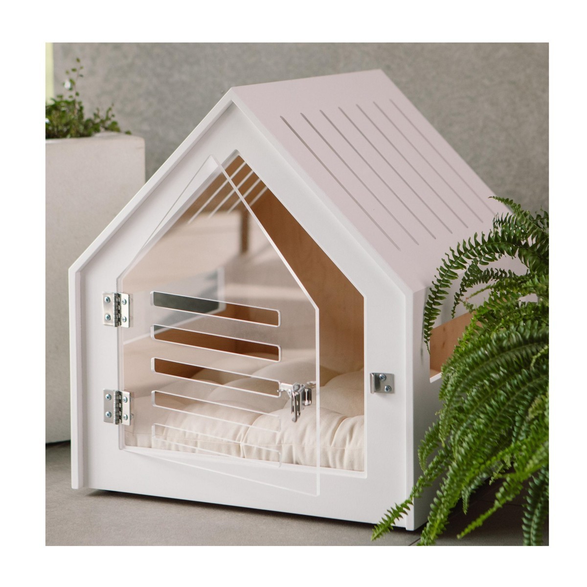 Indoor Modern Dog and Cat Furniture Crate House Kennel Bed with Acrylic Door for Living Room Furniture