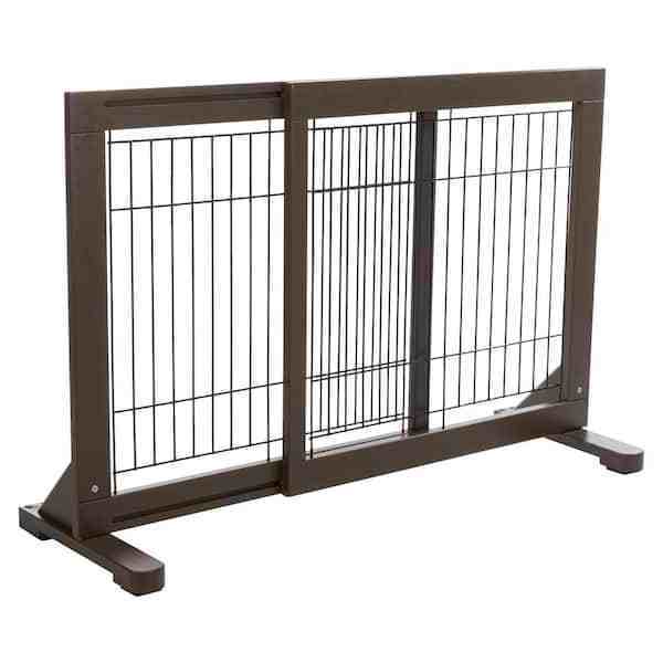 New Sale Freestanding Pet Gate 24 in. H Wooden Freestanding Pet Gate in Brown large dog fences