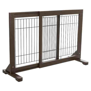 New Sale Freestanding Pet Gate 24 in. H Wooden Freestanding Pet Gate in Brown large dog fences