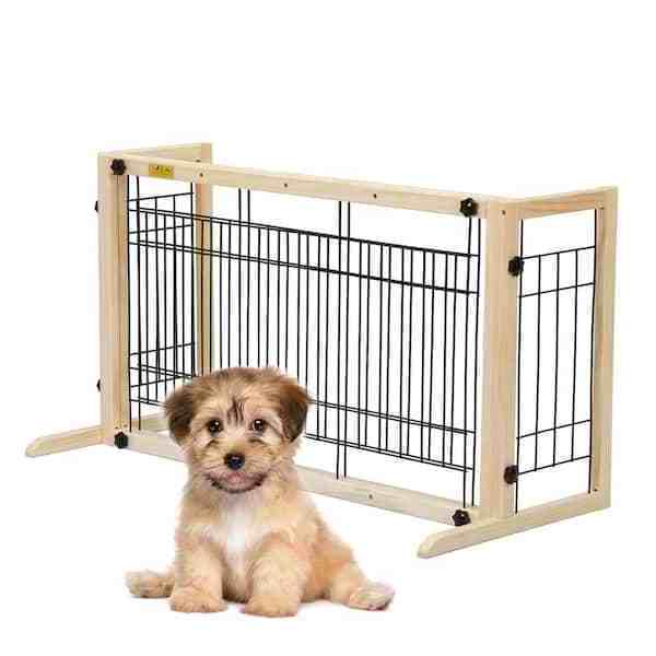 Wood & Metal Foldable Dog Indoor Gate Pet Gate Pets Barrier Fits 38 in.-71 in. W large dog fences