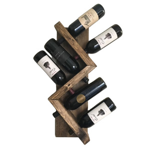 Wine Rack Z Geometric Wall Mounted Rustic Wood Wine Bottle Display Chunky Primitive